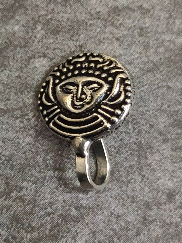 Goddess Oxidized Silver Clip On Nose Pin