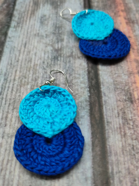 Shades of Blue Hand Knitted Crochet Earrings