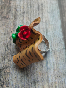 Clay Rose Adjustable Ring