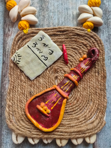 Handcrafted Sitar Motif Jute Necklace Set with Shell Work