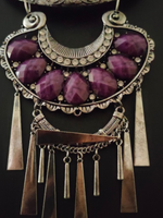 Load image into Gallery viewer, Hasli Necklace Set with a Statement Pendant (Purple Stones)
