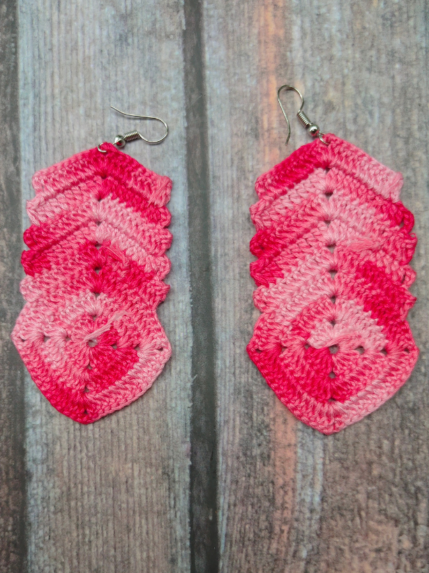 Shades of Pink Hand Knitted Crochet Earrings