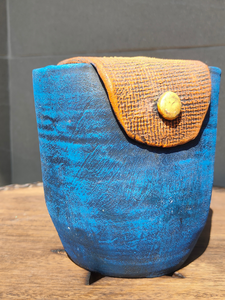 Sky Blue Buttoned Handcrafted Modern Terracotta Clay Pot