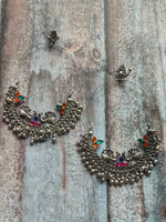 Load image into Gallery viewer, Peacock Detailing Chandbali with Multi-Color Rhinestones
