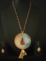 Load image into Gallery viewer, Buddha Printed Pure Marble Necklace Set with Shells and Thread Closure
