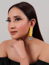 Sun Yellow Khadi Fabric Handcrafted Jhumka Dangler Earrings