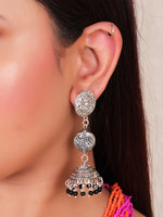 Load image into Gallery viewer, Pink and Orange Beads Hand Beaded Necklace Set with Jhumka Earrings
