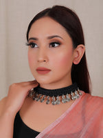 Load image into Gallery viewer, Metal Charms Embellished Black Braided Threads Necklace
