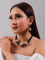 Load image into Gallery viewer, Ghungroo Embellished Handcrafted Jute Choker Necklace Set
