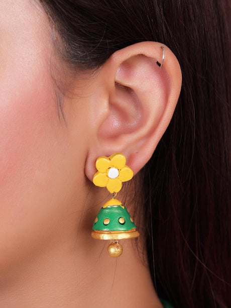 Green Arc Shaped Terracotta Necklace Set