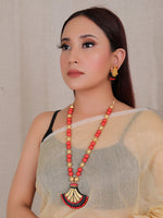 Load image into Gallery viewer, Handcrafted Red and Golden Beads Terracotta Clay Necklace Set
