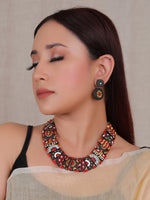 Load image into Gallery viewer, Handcrafted Multi-Color Tribal Motifs Terracotta Clay Adjustable Length Choker Necklace Set
