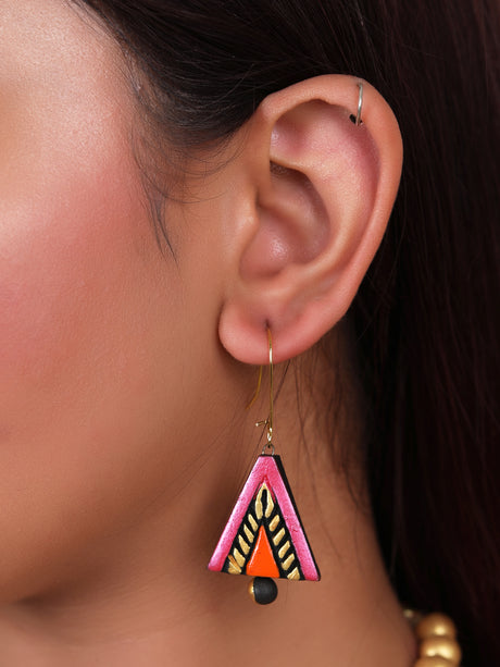 Vibrant Multi-Color Handcrafted Terracotta Clay Necklace Set with Thread Closure