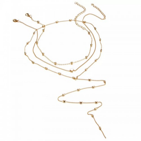 Heart Design Multi Layered Gold Plated Chain Necklace