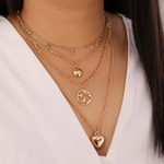 Load image into Gallery viewer, 4 Layered Exquisite Heart Gold Plated Necklace
