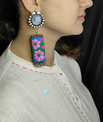 Load image into Gallery viewer, Embroidered Cloth and Mirror Earrings
