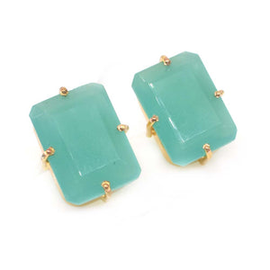 Gorgeous Blue Quartz Handmade Gold Plated Stud Earrings