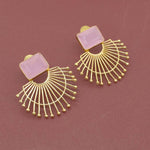 Load image into Gallery viewer, Freeship Rose Quartz Handmade Gold Plated Fashion Stud Earrings

