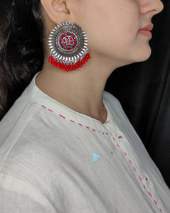 Oxidised Silver Earrings with Stones and Beads