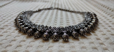 Niranjana Silver Oxidised Necklace