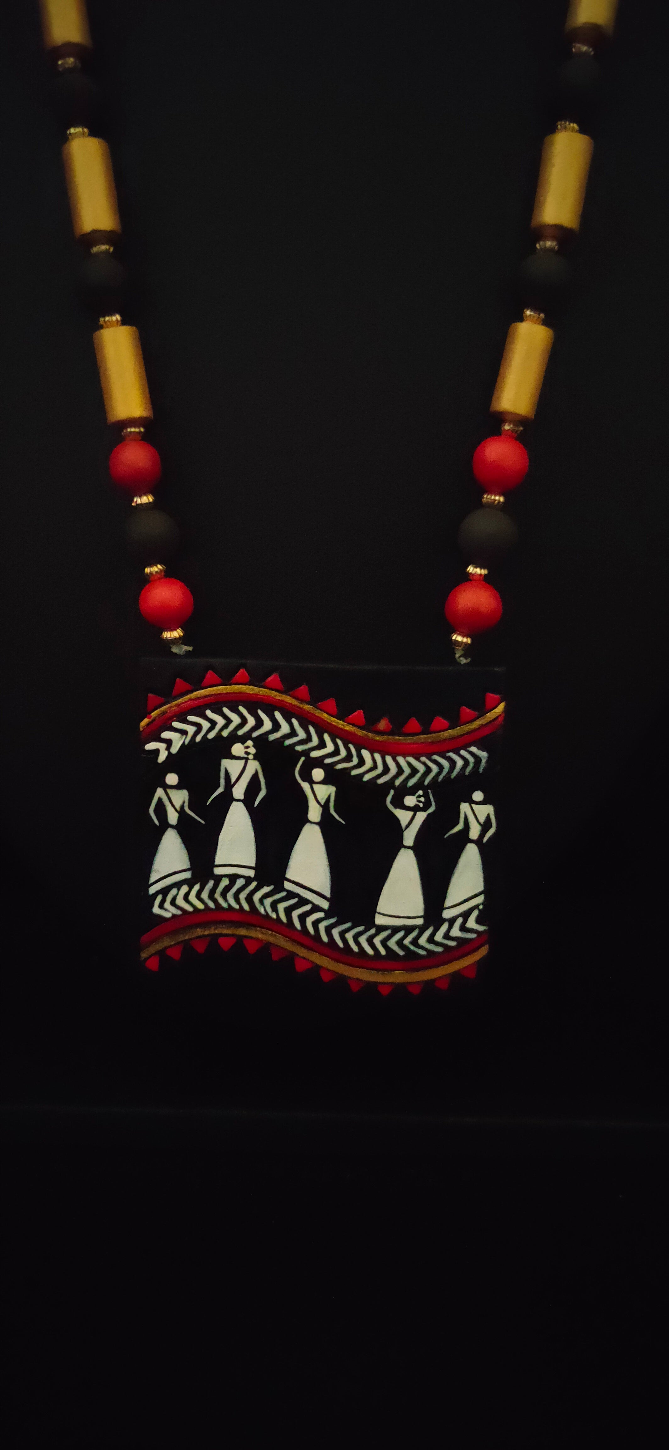 Tribal Motifs Beaded Terracotta Necklace Set