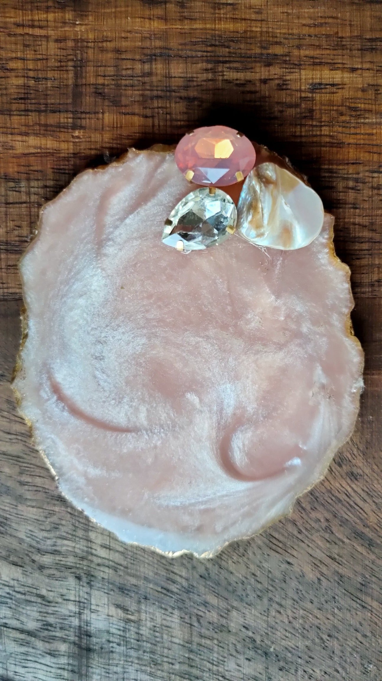 Peach Coasters with Gold Detailing and Stones (Set of 6)