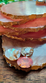 Load image into Gallery viewer, Peach Coasters with Gold Detailing and Stones (Set of 6)
