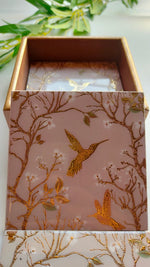 Load image into Gallery viewer, Wooden Coasters and Case with Gold Enamel Painted Nature Motifs (Set of 6)
