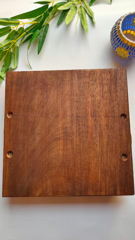 Premium Wood Serving Tray with a Splash of Colors and Gold Painted Handles