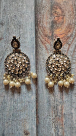 Load image into Gallery viewer, Rhinestones Embedded White Beads and Pearls Festive Earrings
