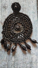 Load image into Gallery viewer, Threaded Black Beads Dangler Earrings
