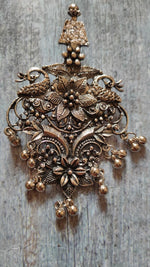Load image into Gallery viewer, Intricately Detailed Flower Motifs Metal Earrings
