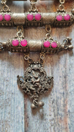 Load image into Gallery viewer, 3 Layer Pendant Pink Rhinestones Embedded Metal Necklace
