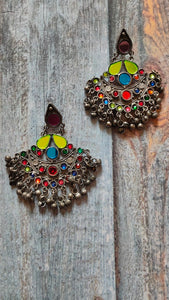 Multi-Color Afghani Chandbali Earrings