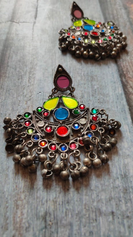 Multi-Color Afghani Chandbali Earrings