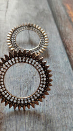 Load image into Gallery viewer, Circular Sun Shaped Statement Metal Earrings
