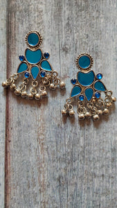 Blue Stones Embedded Afghani Earrings