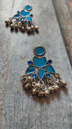 Load image into Gallery viewer, Blue Stones Embedded Afghani Earrings
