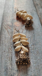 Load image into Gallery viewer, Shell Work Earrings with Metal Jhumkas
