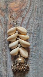 Load image into Gallery viewer, Shell Work Earrings with Metal Jhumkas
