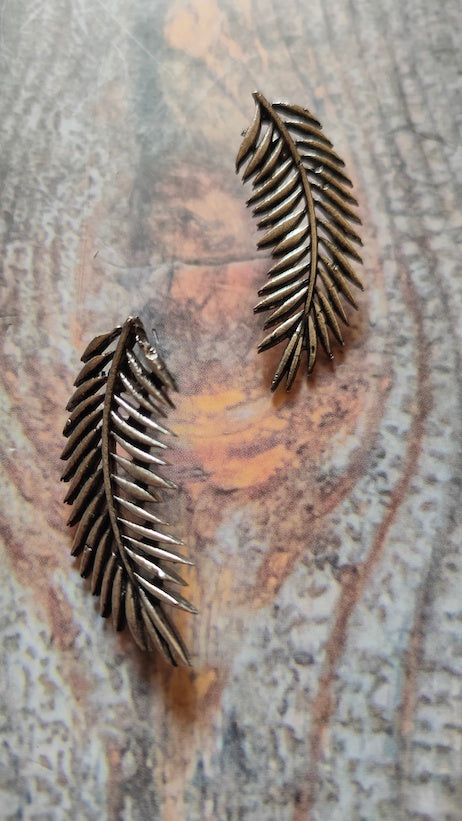 Feather Shaped Metal Earrings