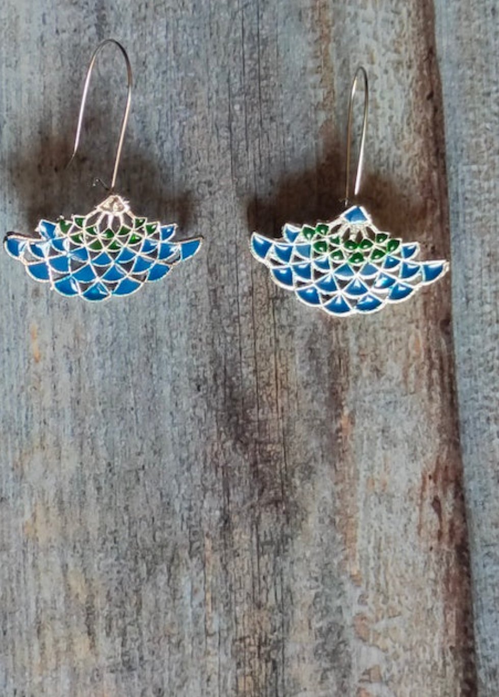 Blue Enamel Painted Earrings