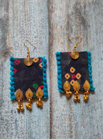 Load image into Gallery viewer, Shades of Blue Fabric Earrings
