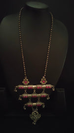 Load image into Gallery viewer, 3 Layer Pendant Pink Rhinestones Embedded Metal Necklace
