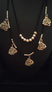 Petite Rose Motif 2 Layered Necklace Set