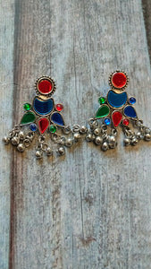Multi-Color Glass Work Afghani Earrings