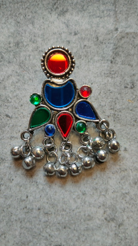 Multi-Color Glass Work Afghani Earrings