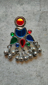 Multi-Color Glass Work Afghani Earrings