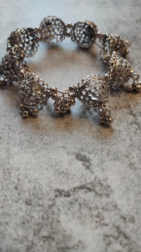 Intricately Detailed Oxidised Silver Bracelet