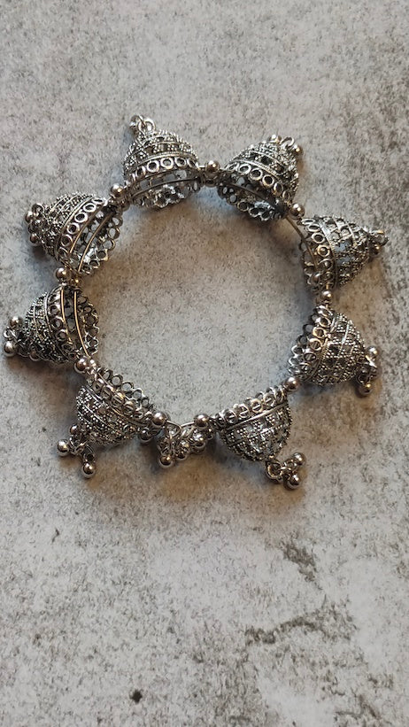 Intricately Detailed Oxidised Silver Bracelet